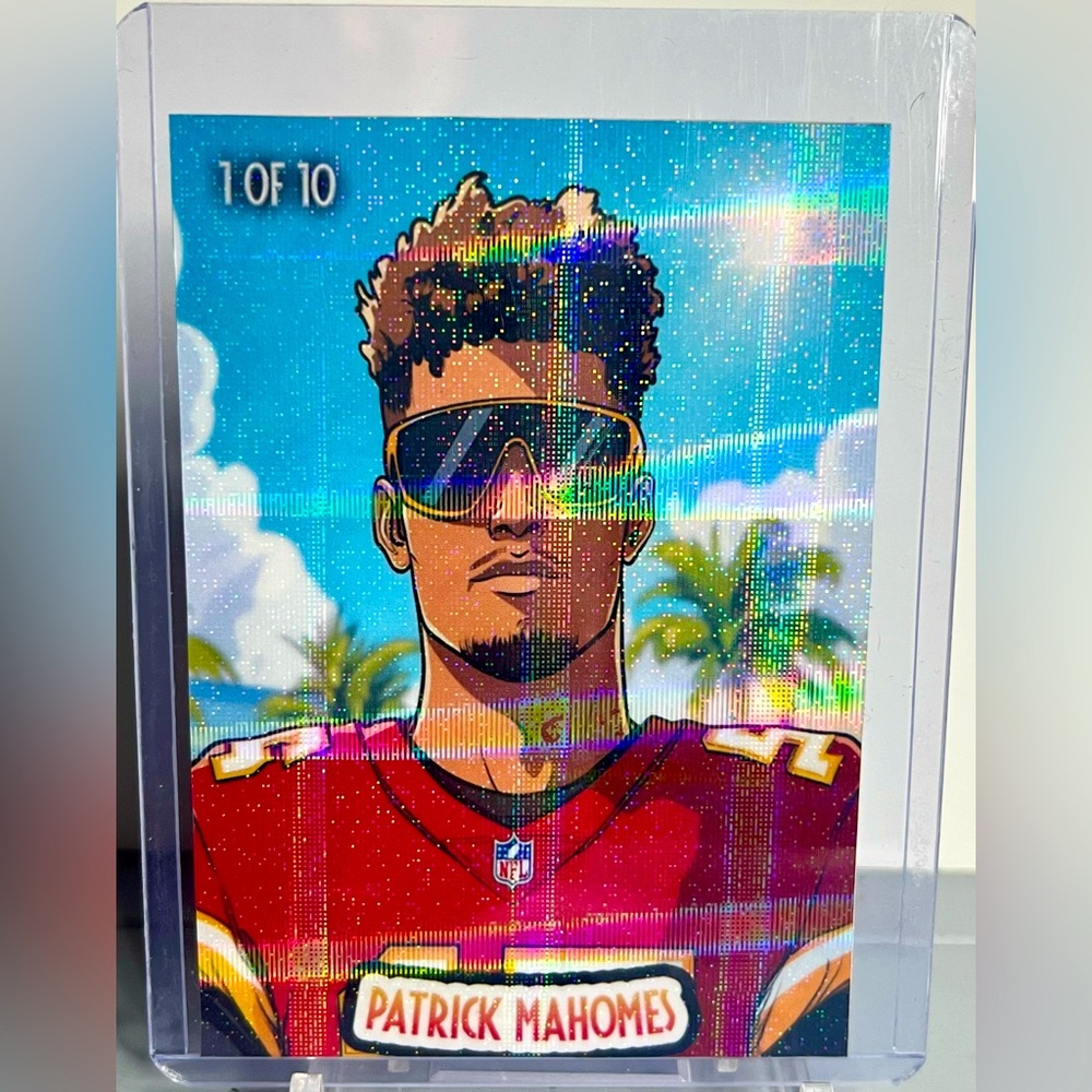 918 Customs Rare 1/10 Patrick Mahomes Cartoon Art Holographic SP Kansas City